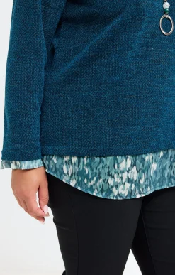 Toscane Boutique Pulls & Cardigans|Pull 2-en-1 avec collier VERT CONIFERE