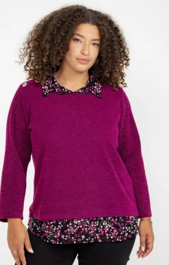Toscane Boutique Pulls & Cardigans|Pull 2-en-1 avec fil lurex FUCHSIA