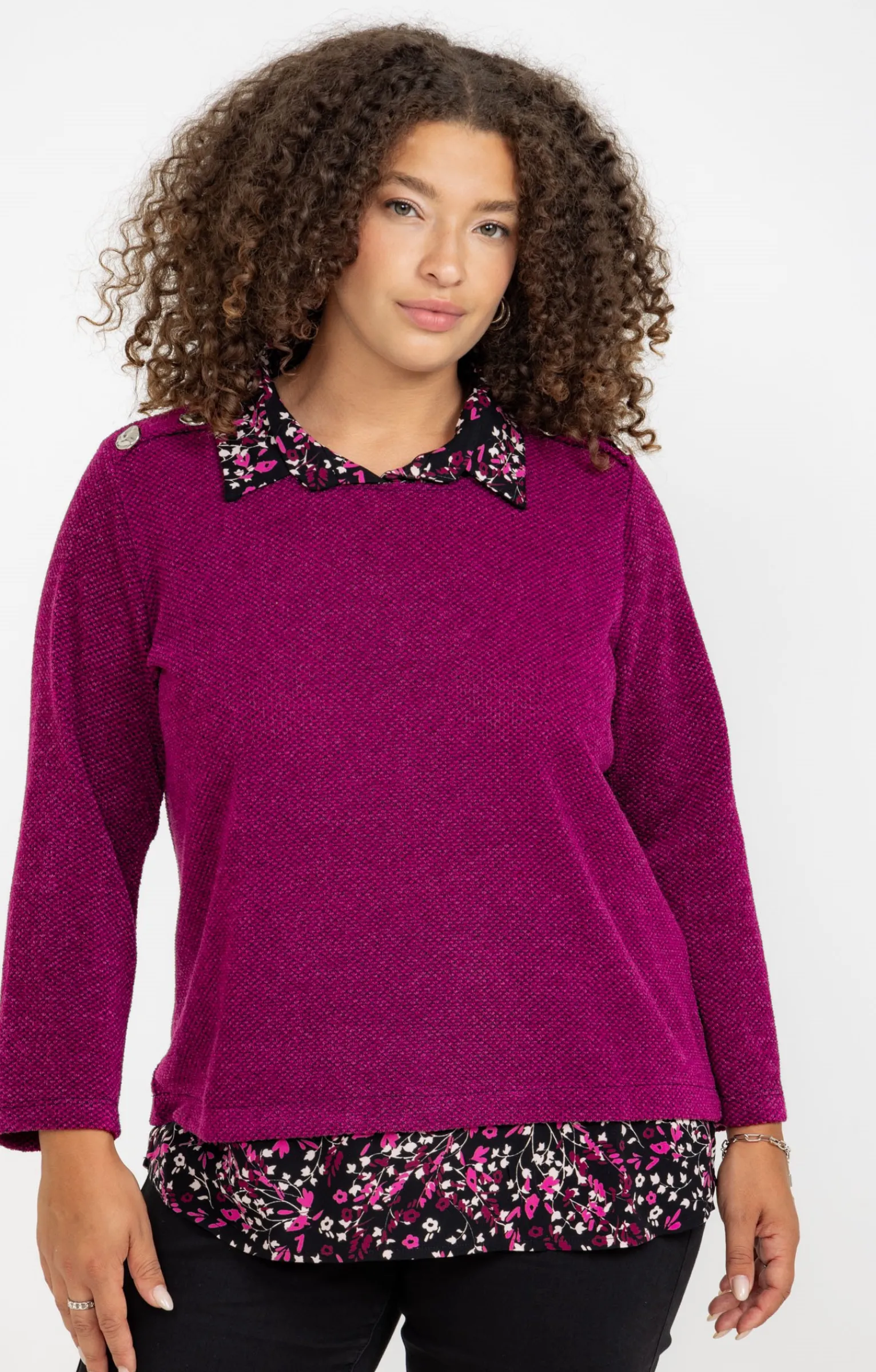 Toscane Boutique Pulls & Cardigans|Pull 2-en-1 avec fil lurex FUCHSIA