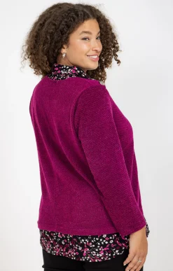 Toscane Boutique Pulls & Cardigans|Pull 2-en-1 avec fil lurex FUCHSIA
