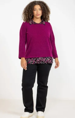 Toscane Boutique Pulls & Cardigans|Pull 2-en-1 avec fil lurex FUCHSIA