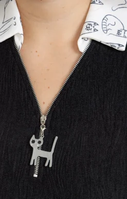 Toscane Boutique Pulls & Cardigans|Pull 2-en-1 imprimé chat NOIR