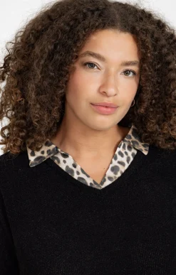 Toscane Boutique Pulls & Cardigans|Pull 2-en-1 imprimé léopard NOIR