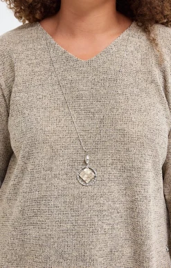 Toscane Boutique Pulls & Cardigans|Pull en maille brillante et collier AVOINE