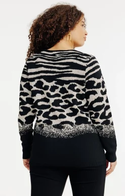 Toscane Boutique Pulls & Cardigans|Pull léopard à paillettes NOIR