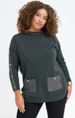 Toscane Boutique Pulls & Cardigans|Pull patch à poches KAKI