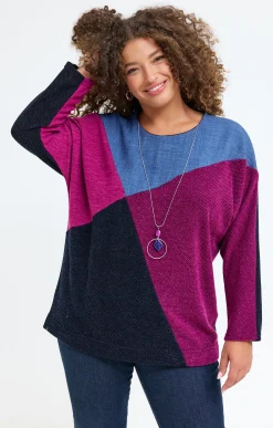 Toscane Boutique Pulls & Cardigans|Pull patch avec collier ROSE VIF