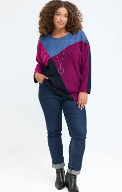 Toscane Boutique Pulls & Cardigans|Pull patch avec collier ROSE VIF