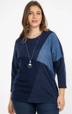 Toscane Boutique Pulls & Cardigans|Pull patch en jean MARINE