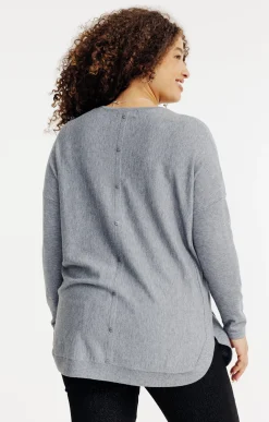Toscane Boutique Pulls & Cardigans|Pull uni avec poches GRIS MOYEN