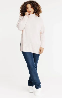 Toscane Boutique Pulls & Cardigans|Pull uni col montant ROSE