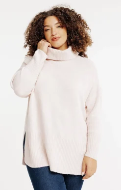 Toscane Boutique Pulls & Cardigans|Pull uni col montant ROSE