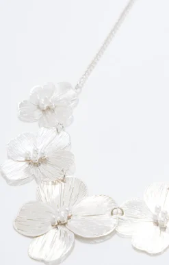 Toscane Boutique Accessoires|Ras-de-cou 5 fleurs silver ARGENT