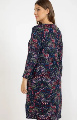 Toscane Boutique Robes|Robe en maille avec col plastron MARINE