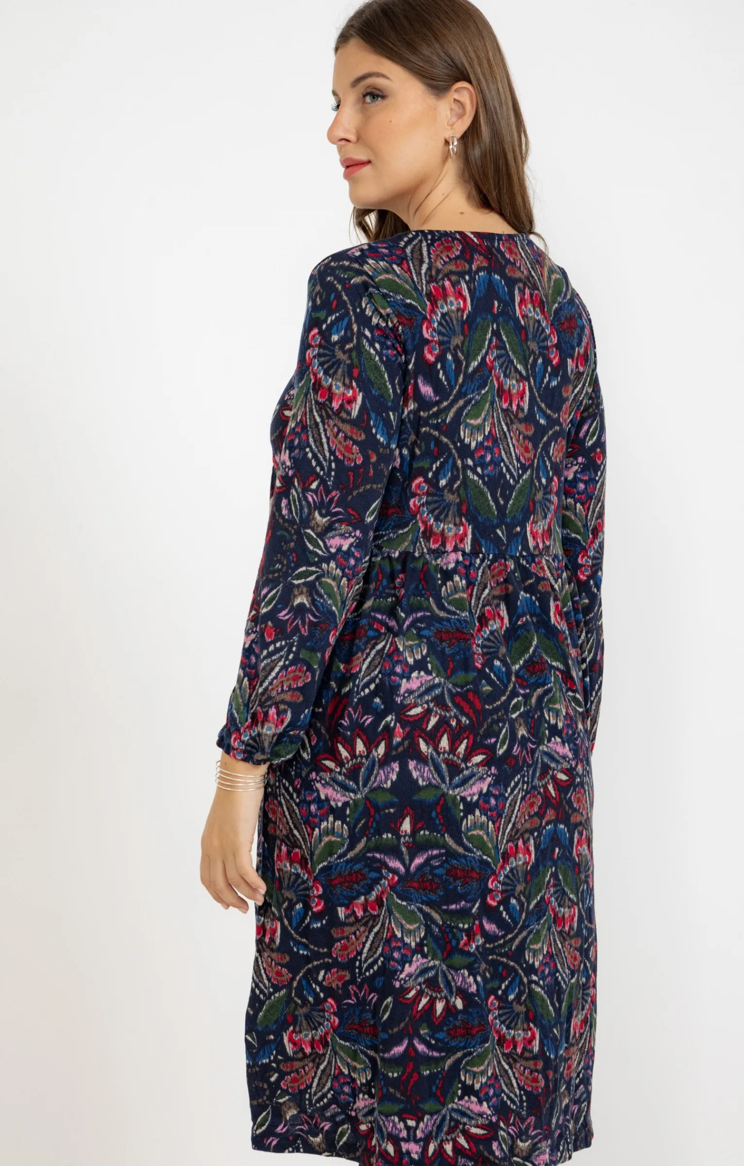 Toscane Boutique Robes|Robe en maille avec col plastron MARINE