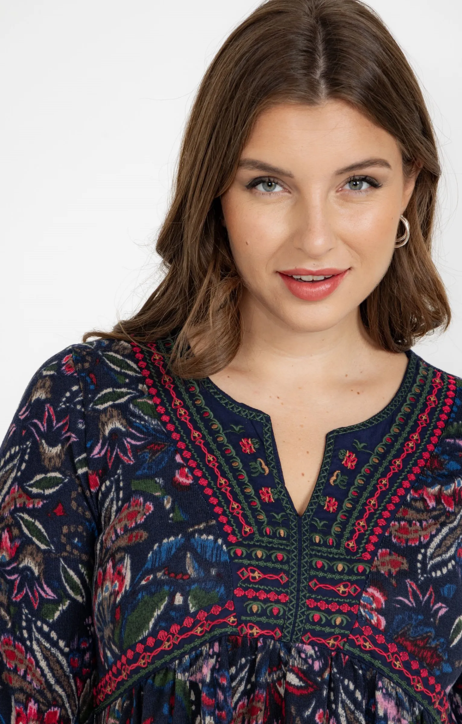 Toscane Boutique Robes|Robe en maille avec col plastron MARINE