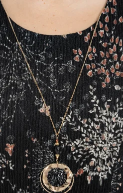 Toscane Boutique Robes|Robe imprimée plissée NOIR