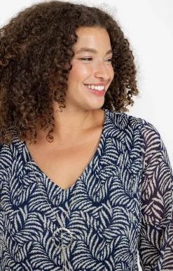 Toscane Boutique Robes|Robe imprimée plissée et collier MARINE