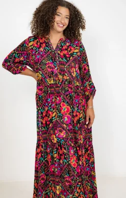 Toscane Boutique Robes|Robe longue crépon MULTICOLORE