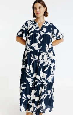 Toscane Boutique Robes|Robe longue imprimé fleuri MARINE