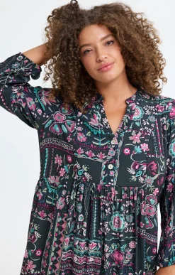 Toscane Boutique Robes|Robe longue imprimée SMOKE GREEN