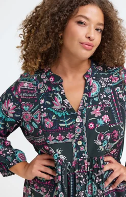 Toscane Boutique Robes|Robe longue imprimée SMOKE GREEN