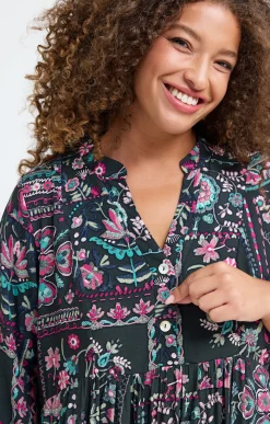 Toscane Boutique Robes|Robe longue imprimée SMOKE GREEN