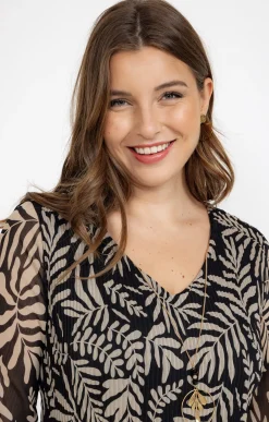 Toscane Boutique Robes|Robe plissée et imprimée NOIR