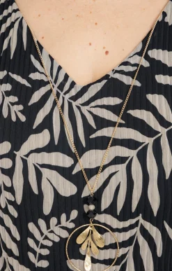 Toscane Boutique Robes|Robe plissée et imprimée NOIR