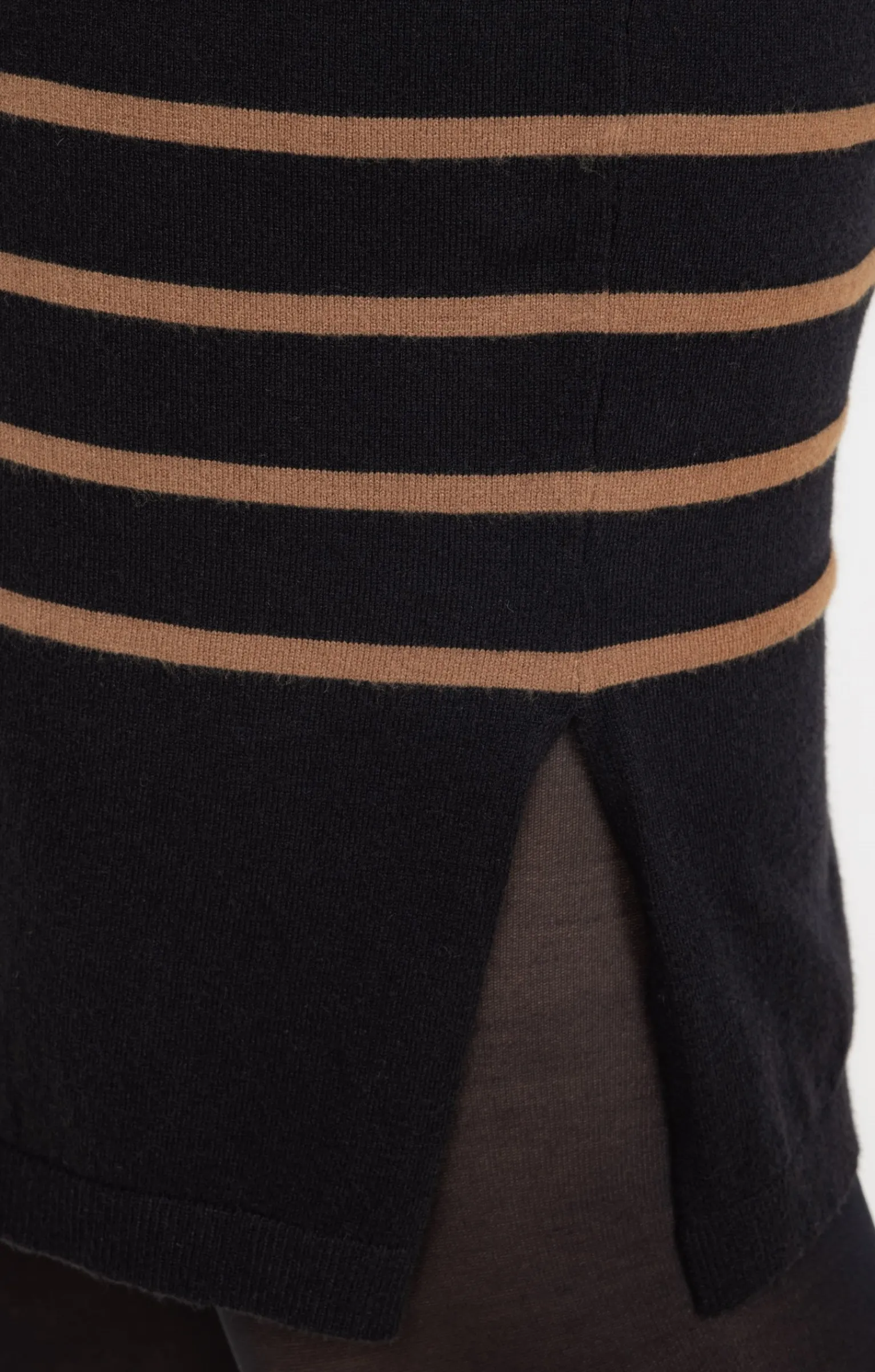 Toscane Boutique Robes|Robe pull maille rayée chic NOIR