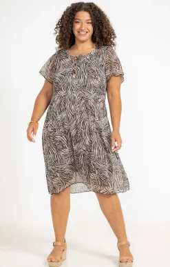 Toscane Boutique Robes|Robe voile lurex imprimé zèbre NOIR