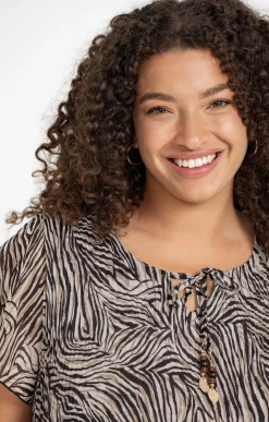 Toscane Boutique Robes|Robe voile lurex imprimé zèbre NOIR