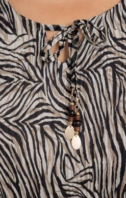 Toscane Boutique Robes|Robe voile lurex imprimé zèbre NOIR