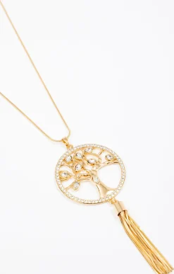 Toscane Boutique Accessoires|Sautoir doré arbre de vie strass DORE