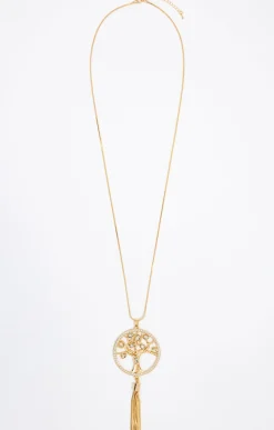 Toscane Boutique Accessoires|Sautoir doré arbre de vie strass DORE