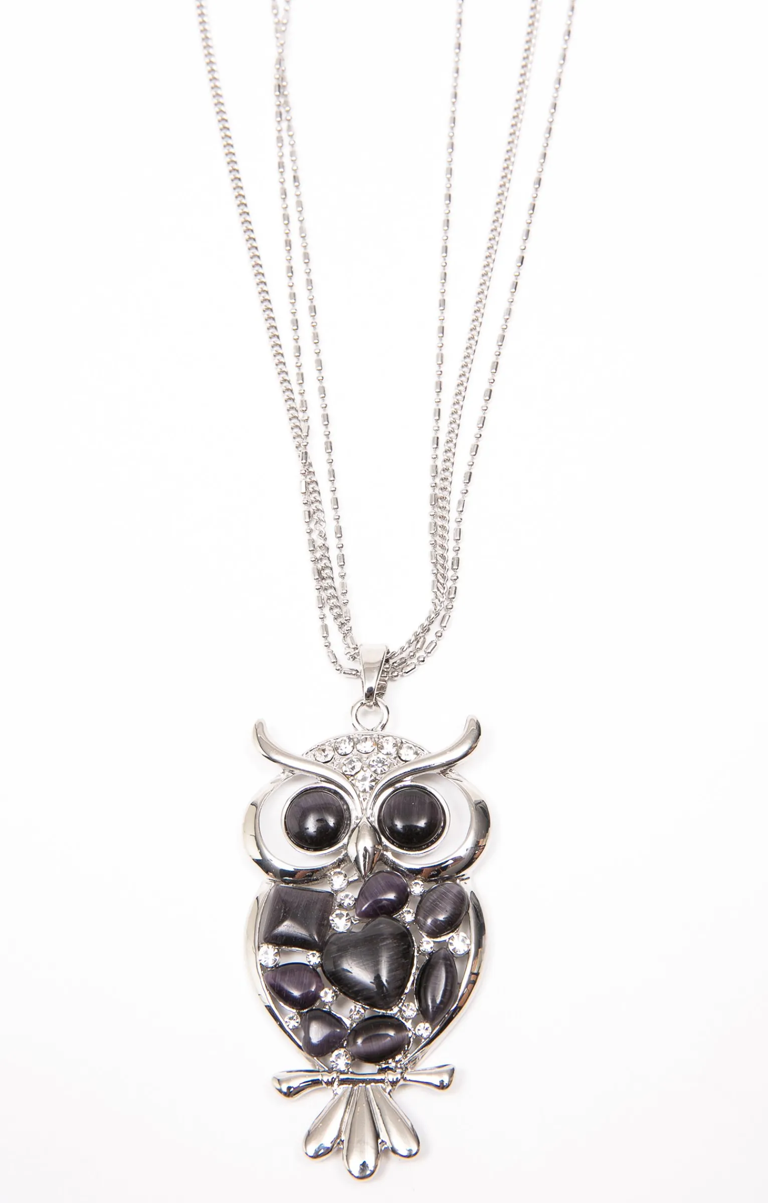 Toscane Boutique Accessoires|Sautoir hibou multi chaine ARGENT