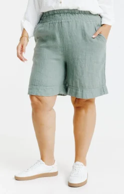 Toscane Boutique Pantalons|Short large en lin KAKI CLAIR