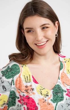 Toscane Boutique Tee-shirts|Tee-shirt à imprimé chats LAPIS