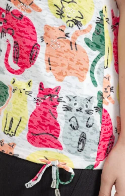 Toscane Boutique Tee-shirts|Tee-shirt à imprimé chats LAPIS