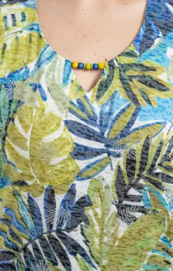 Toscane Boutique Tee-shirts|Tee-shirt à imprimé feuillage SMOKE GREEN