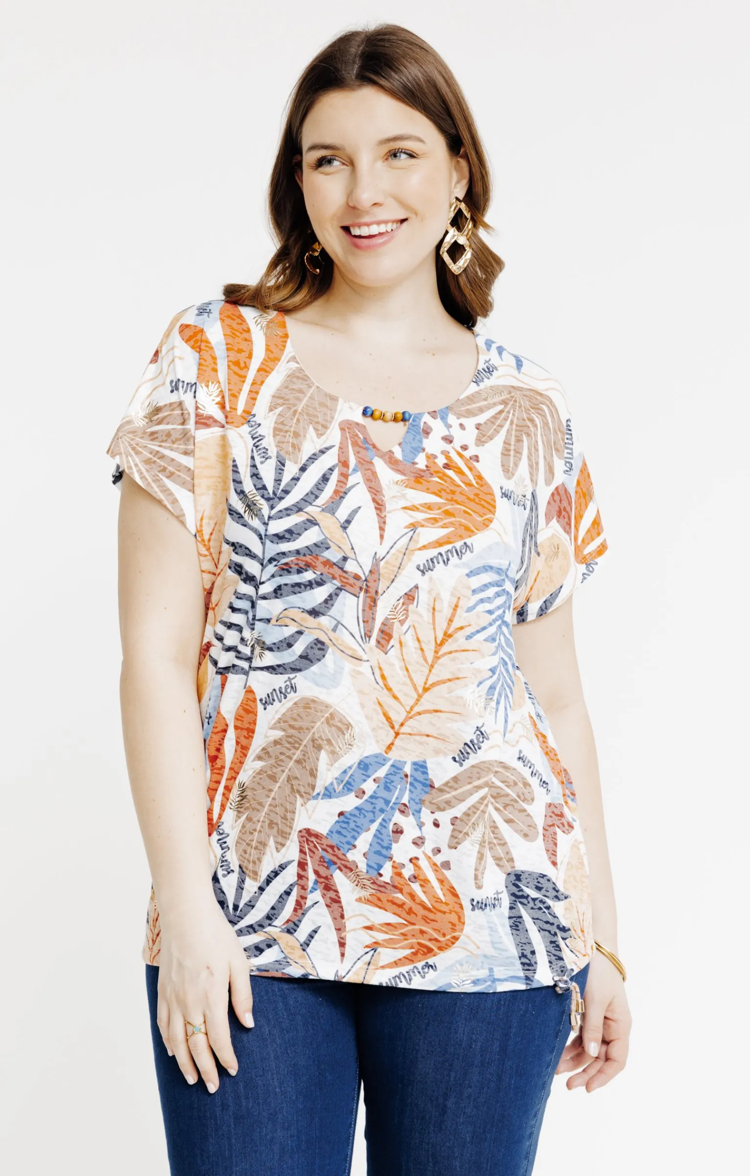 Toscane Boutique Tee-shirts|Tee-shirt à imprimé feuilles TOMATE