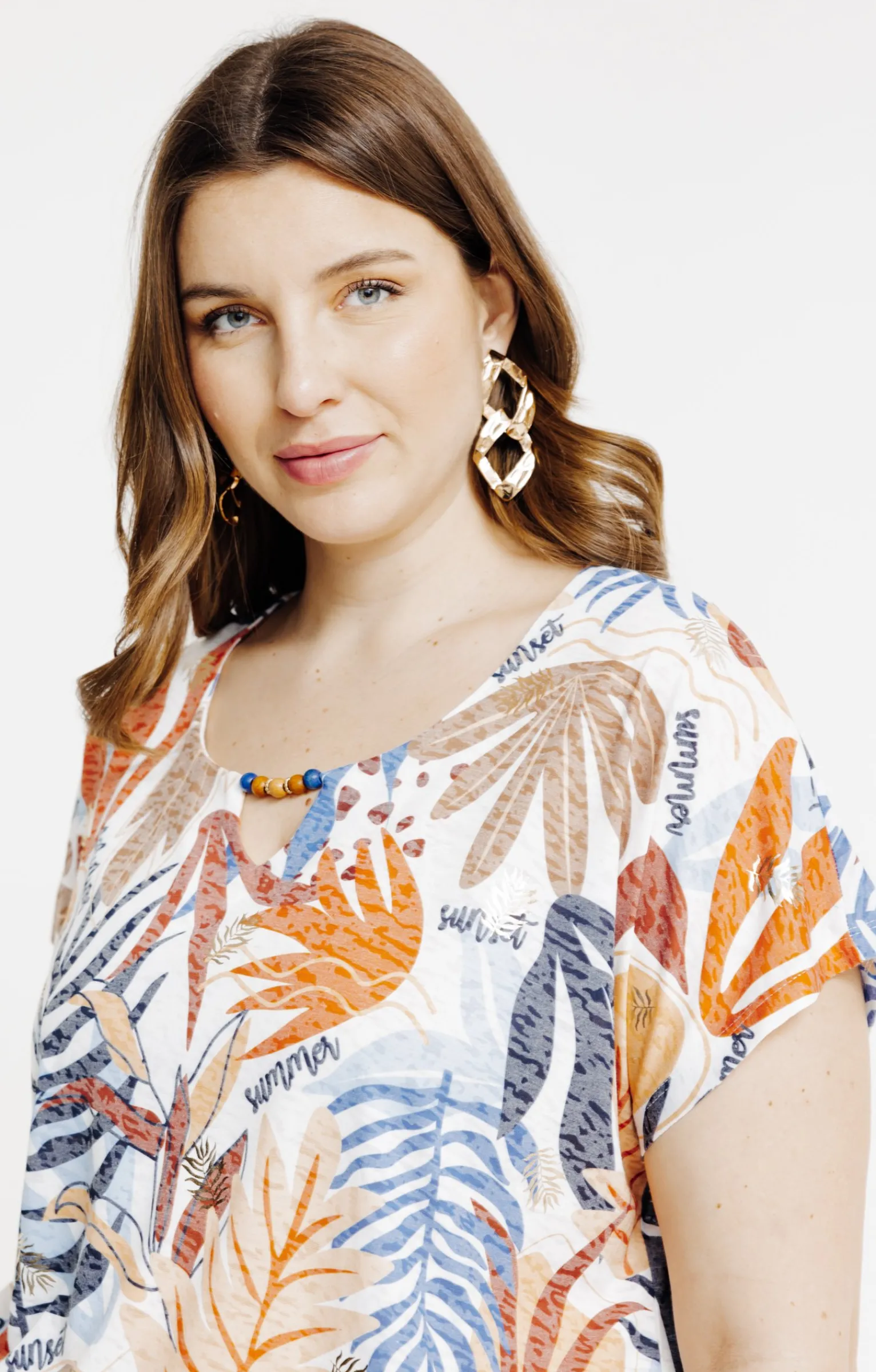 Toscane Boutique Tee-shirts|Tee-shirt à imprimé feuilles TOMATE