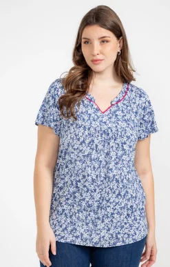 Toscane Boutique Tee-shirts|Tee-shirt à imprimé fleurs BLEU