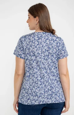 Toscane Boutique Tee-shirts|Tee-shirt à imprimé fleurs BLEU