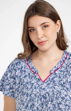 Toscane Boutique Tee-shirts|Tee-shirt à imprimé fleurs BLEU