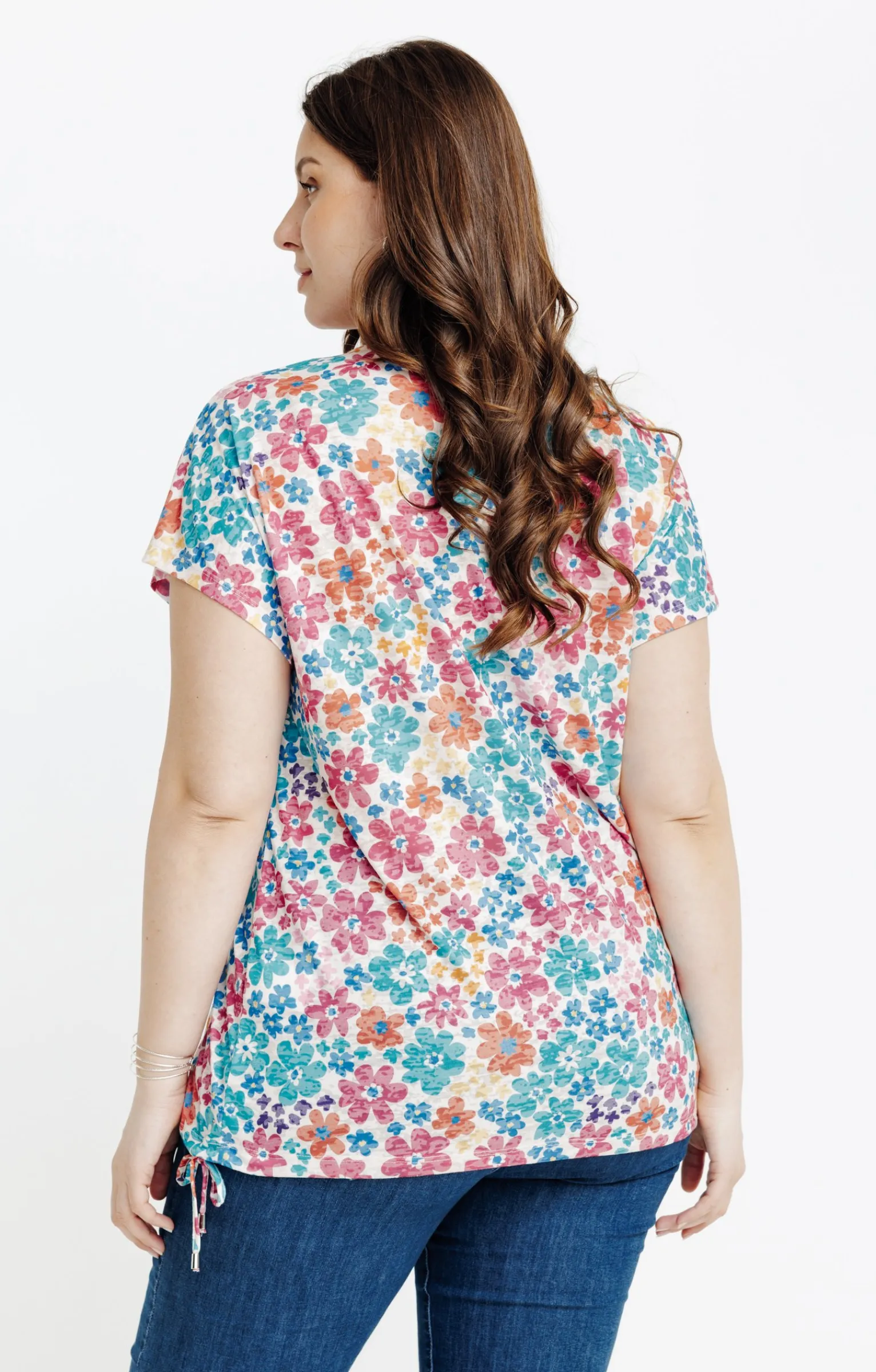 Toscane Boutique Tee-shirts|Tee-shirt à imprimé fleurs TURQUOISE