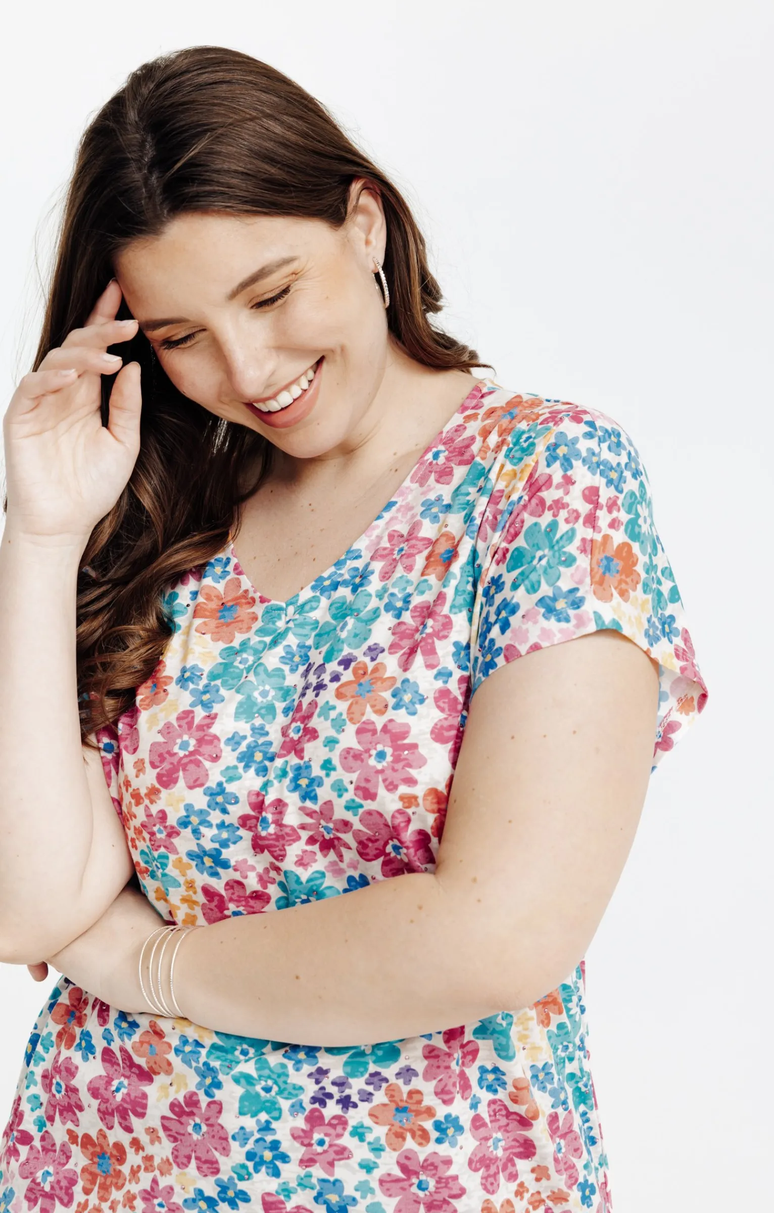 Toscane Boutique Tee-shirts|Tee-shirt à imprimé fleurs TURQUOISE