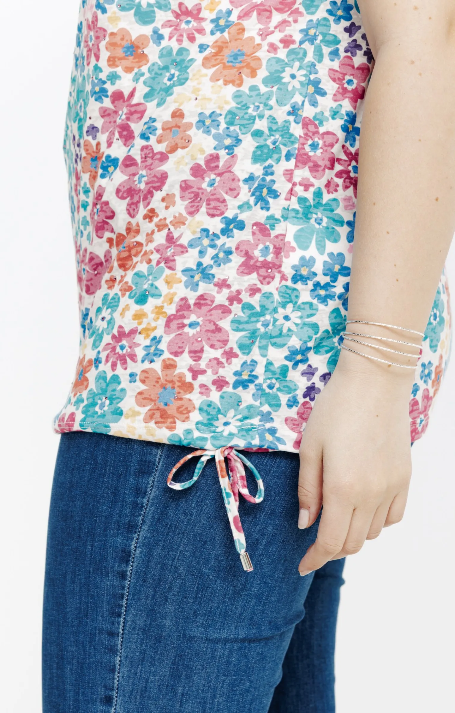 Toscane Boutique Tee-shirts|Tee-shirt à imprimé fleurs TURQUOISE