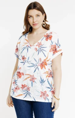 Toscane Boutique Tee-shirts|Tee-shirt à imprimé fleurs CELADON