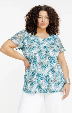 Toscane Boutique Tee-shirts|Tee-shirt à imprimé floral CELADON